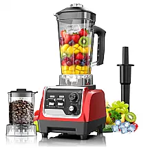 Liquidificador H-Duka Vermelho 1800W 28000 RPM Jarra 2L Moedor 600ml Combo Bancada