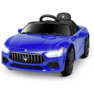 Carro Infantil Maserati 12V com Controle Remoto, 3 Velocidades e Suspensão de Mola, ANPABO, Azul
