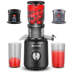 Centrifuga de Frutas de Prensa Fria com 2 Filtros, Escova e Motor Silencioso, 110V 250W, AAOBOSI