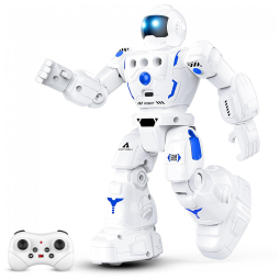 Robô Programável Azul e Branco – BAZOLOTA, Controle Remoto + Sensor de Gestos, Caminhar, Deslizar, Cantar e Dançar para Crianças