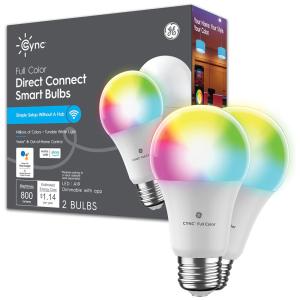 GE CYNC Lâmpada LED Colorida Inteligente Wi Fi, Controle de Voz, 60W, 2 Un, GE LIGHTING 93129687, Branco