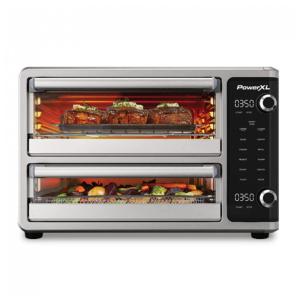 Forno Elétrico em Aço Inoxidável com Porta Dupla e 10 Funções de Cozimento, 110V 1750W, PowerXL, Prata