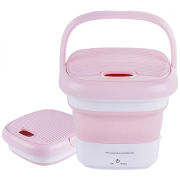 Mini Máquina de Lavar Portátil 1,8 Kg com Cesto de Drenagem, Bivolt, Meticuloso, Rosa
