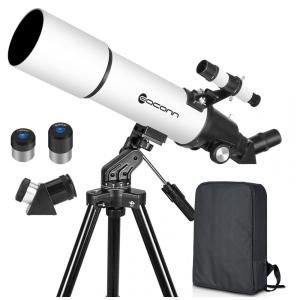 Telescópio Astronômico 30x66 Compacto e Portátil com Mochila, EACONN, Branco