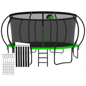 Cama Elastica Capacidade até 680 kg com Cesta de Basquete, Rede de Enclosure e Estacas de Vento, CITYLE, Verde