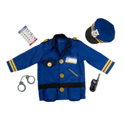 Kit Fantasia Policial Infantil com 8 Peças para Crianças de 3 Anos a 6 Anos, Melissa & Doug, Azul