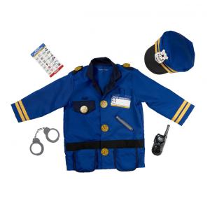 Kit Fantasia Policial Infantil com 8 Peças para Crianças de 3 Anos a 6 Anos, Melissa & Doug, Azul