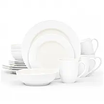 Conjunto de Jantar Noritake 16 Peças em Cerâmica Branca, Redondo, Elegância e Sofisticação para Sua Mesa