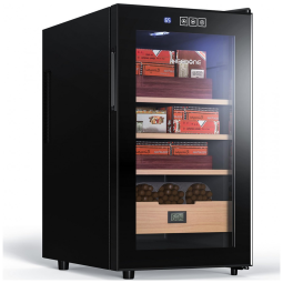 Umidor para Charutos Elétrico 48L com Capacidade para 300 Charutos, Iluminação LED, Gaveta e Prateleiras de Cedro Espanhol, 110V, NEEDONE