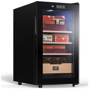 Umidor para Charutos Elétrico 48L com Capacidade para 300 Charutos, Iluminação LED, Gaveta e Prateleiras de Cedro Espanhol, 110V, NEEDONE