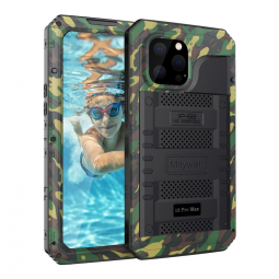 Capa para Iphone 13 Pro Max com Protetor de Tela Embutido e à Prova dÁgua, Mitywah, Verde Camuflada