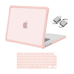 MOSISO Capa para MacBook Pro 16" 2025-2021 M4/M3/M2/M1, Hard Shell Anti-Risco com TPU, Filme de Teclado e Adaptador Type C, Rosa