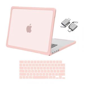 MOSISO Capa para MacBook Pro 16" 2025-2021 M4/M3/M2/M1, Hard Shell Anti-Risco com TPU, Filme de Teclado e Adaptador Type C, Rosa