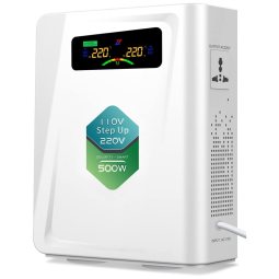 Transformador de Tensão 110V a 220V 500W sem Ruído com 10 Funções, ZHENGXI, Branco