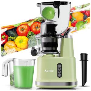 Centrifuga de Frutas de Prensa Fria com Calha de Alimentação de 83 mm e Fácil de Limpar, 110V 200W, Aeitto, Verde