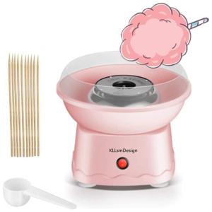 Máquina de Algodão Doce Elétrica com Colher de Açúcar e 10 Cones, 110V, KLLsmDesign, Rosa