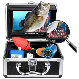 Câmera de Pesca Subaquática Portátil à Prova dagua com Monitor, Luzes Infravermelhas e 8 Horas de Duração da Bateria, ANYSUN, Preto