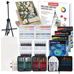 Kit de Pintura Conjunto Artístico com 125 Peças, Inclui 72 Tintas, TAVOLOZZA FINE ARTS, Preto