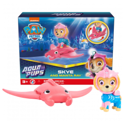 Conjunto de Bonecos Aqua Pups Skye e Manta Ray para Crianças Acima de 3 Anos, Patrulha Canina