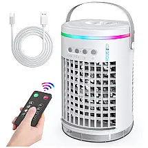 Climatizador Portátil com 3 Velocidades, 7 Luzes Coloridas e Controle Remoto, Wavego, Branco