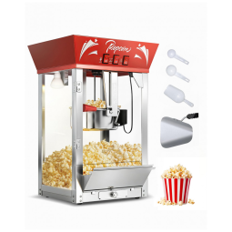 Pipoqueira Comercial , 850 W, Estilo Cinema, Vermelha, com Controle de 3 Botões, Estrutura de Aço e Portas de Vidro Temperado,ELOMBR