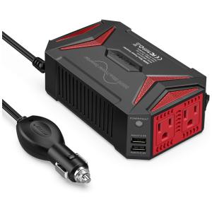 Inversor de Potência 300W DC 12V para AC Tomada AC e Porta USB 4.2A, 110v, BESTEK 8523712696, Vermelho