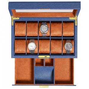 Caixa, Estojo para Relógios Protege e zena, 10 Lugares, ROTHWELL, Azul