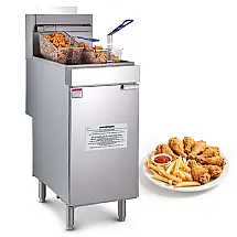 Fritadeira Comercial a Gás VEVOR GF90 Inox 3 Queimadores 18 kg 90.000 BTU Dupla Cesta