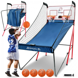 Basquete Eletrônico BAGAIL com 8 Modos, Sons de Arcade, Estrutura Dobrável, 4 Bolas e Bomba de Inflar, Ideal para Diversão Interna para