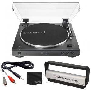 Vitrola Toca Discos com Bluetooth, Escova de Gravação Estática e Cabo Adaptador RCA, 110v, AUDIO TECHNICA AT LP60XBT BK K2, Preto