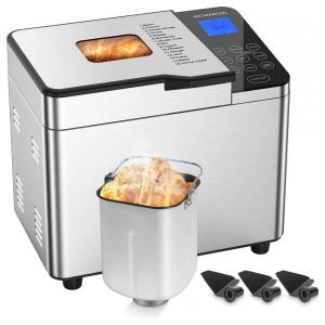 Panificadora Automática ROZMOZ, Aço Inoxidável, 15 em 1, 600 W, 3 Cores, Tamanhos Pão 3 Lâminas, Prata 110V