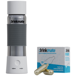 Garrafa de Água Carbonatada com 10 Carregadores de CO2 de 8g, DrinkMate, Branca