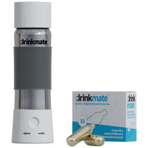 Garrafa de Água Carbonatada com 10 Carregadores de CO2 de 8g, DrinkMate, Branca