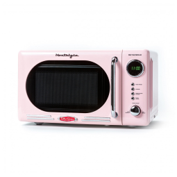 Micro ondas Retro de Bancada 19 Litros Multifuncional, 700W, 110v, NOSTALGIA NRMO7BK6A, Rosa