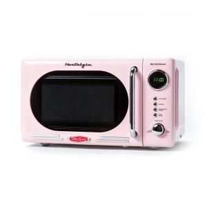 Micro ondas Retro de Bancada 19 Litros Multifuncional, 700W, 110v, NOSTALGIA NRMO7BK6A, Rosa