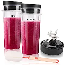 Ninja Conjunto Lâminas com Copo 2 Embalagens de 473ml Reposição compatíveis BL771 BL740 BL770 BL780 BL660 BL810 BL820 BL830 QB3000 QB3004