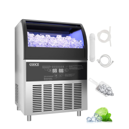 Máquina de Fazer Gelo Profissional Industrial 136 Kg em 24H, Aço Inoxidável, 530W 115V, GSEICE