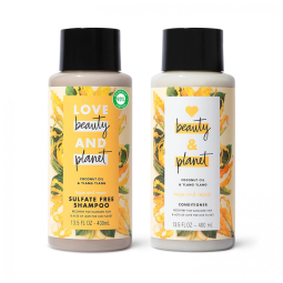 Kit Shampoo e Condicionador Vegano e sem Silicone, 400 mL Cada, LOVE BEAUTY AND PLANET , Amarelo