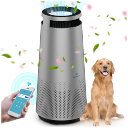 Purificador de Ar para Ambientes até 21m² com Filtro HEPA H13, Conexão via Wi-Fi e Saída de Ar de 360°, 110V, DH Lifelabs, Cinza