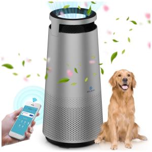 Purificador de Ar para Ambientes até 21m² com Filtro HEPA H13, Conexão via Wi-Fi e Saída de Ar de 360°, 110V, DH Lifelabs, Cinza