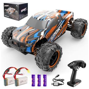 Carrinho de Controle Remoto até 40 km, h Escala 1:18 com 5 Baterias, SJZ, Laranja