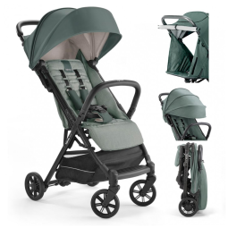 Carrinho de Bebê Compacto com Assento Acolchoado, Reclinação em Várias Posições e Apoio para as Pernas Ajustável, Inglesina Quid, Verde