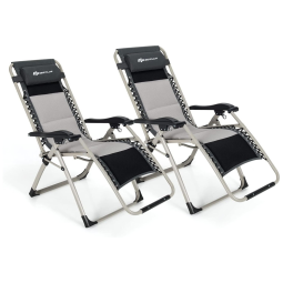 Cadeira Reclinável Ajustável Gravidade Zero com Apoio de Cabeça e Porta Copos, GOPLUS, Branco