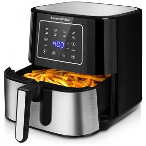 Fritadeira Elétrica AirFryer 6L em Aço Inoxidável com Painel Digital, 1700W, 110v, BONSENKITCHEN AF8003, Preto