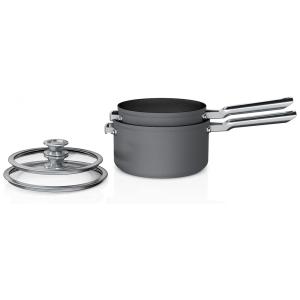 Conjunto de Panelas Antiaderente com Tampa 2 Peças 2 e 3 Litros, Ninja C54000, Cinza