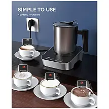 Espumador de Leite Elétrico 400 mL 4 em 1 em Aço Inoxidável, 110V, Wamife,Preto