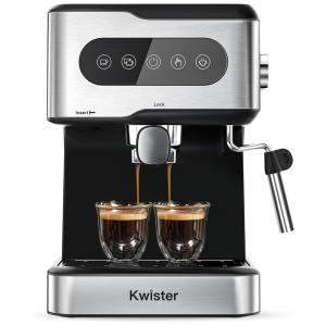 Máquina de Café Expresso com Painel Digital e Bocal de Leite, 110V, Kwister, Prata