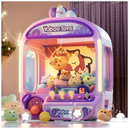 ORANGE OCEAN Máquina de Garra Grande 60 PCS Estilo Unicórnio com Luz e Som, Brinquedo Arcade Interativo para Crianças 3-8 Anos