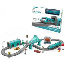 Conjunto de Trenzinho de Brinquedo com 66 Peças e Acessórios Temáticos para Crianças de 3 a 12 anos, Nrbecurn, Azul