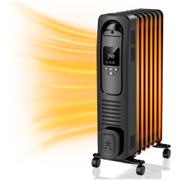 Aquecedor Elétrico a Óleo com Termostato Ajustável, 4 Modos de Aquecimento, Proteção Contra Tombamento e Superaquecimento, 110V 1500W